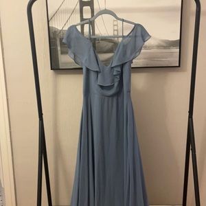 Slate chiffon bridesmaid dress